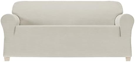 Zenna Home Chenille Stretch Sofa Slipcover Ivory Bone 1-Piece