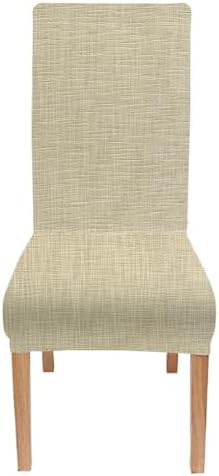 Rustic Texture Dining Chair Covers 4 Pack Natural Canvas Stretch Slipcovers