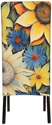 Removable Dining Chair Seat Cover with Sunflower Print 1