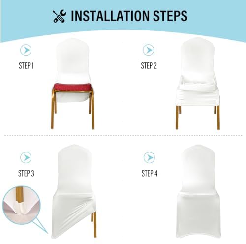 LEBENGURU Premium Spandex Chair Cover 100 PCS White