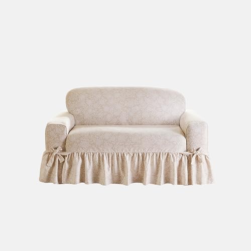 SureFit Essential Twill Ruffled Loveseat Slipcover