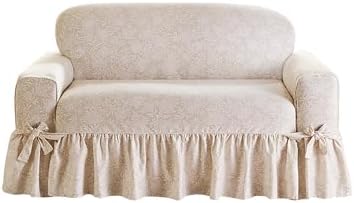 SureFit Essential Twill Ruffled Loveseat Slipcover