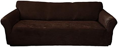 Nouvelle Legende Stretch Suede Sofa Slipcover Chocolate Brown 1