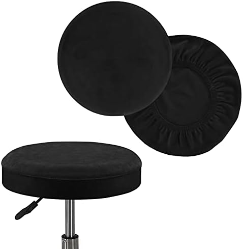 Turquoize 2 Pack Round Bar Stool Covers with Elastic Bands Black