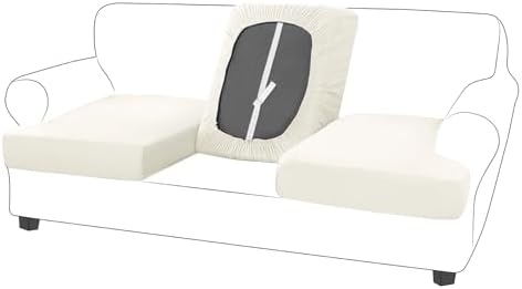 Molasofa T-Cushion Sofa Slipcovers Set 3 Piece Ivory Stretch Spandex