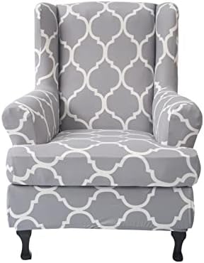 2 Piece Wingback Chair Slipcovers with Elastic Bottom