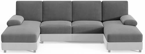 Hudson Comfort U Shaped Sectional Couch Covers 8 Pcs Gray
