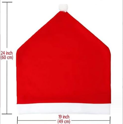 6 Pack Christmas Chair Covers Red Velvet Santa Hat Dining Chair Back Covers