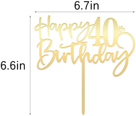 Happy 40th Birthday Cake Topper Mirrored Gold