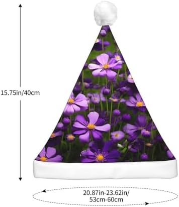 Purple Flowers Print Christmas LED Santa Hat for Festive Events