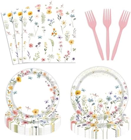 96 Pcs Wildflower Party Supplies for 24 Guests