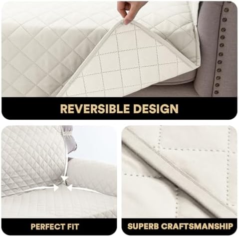 PrinceDeco Reversible Washable Loveseat Sofa Cover