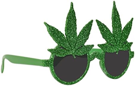 Beistle 3-Piece Glittered Weed Glasses Green 1