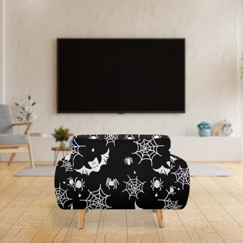 FANCOSAN Black Halloween Canvas Sofa Covers with Elastic Bottom