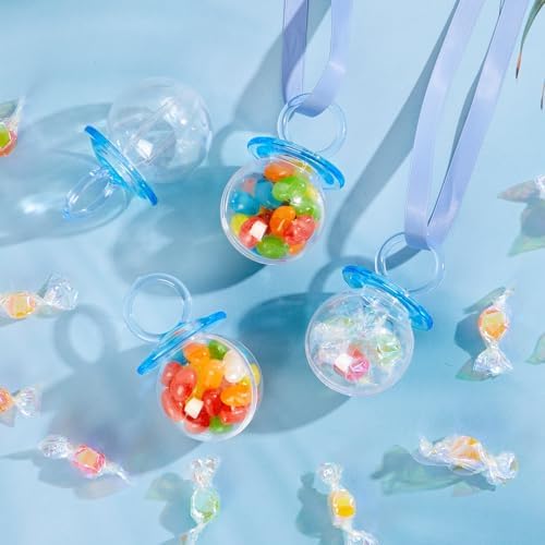 24 Pcs Blue Pacifier Candy Bottles for Baby Shower Favors