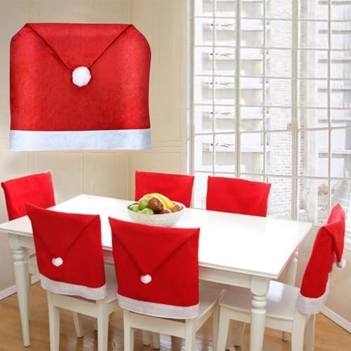6 Pack Red Christmas Chair Covers for Dining Chairs 1