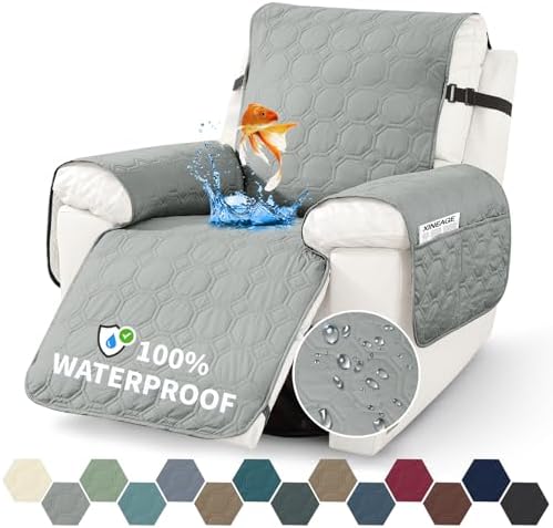 XINEAGE Waterproof Recliner Chair Cover with Pockets