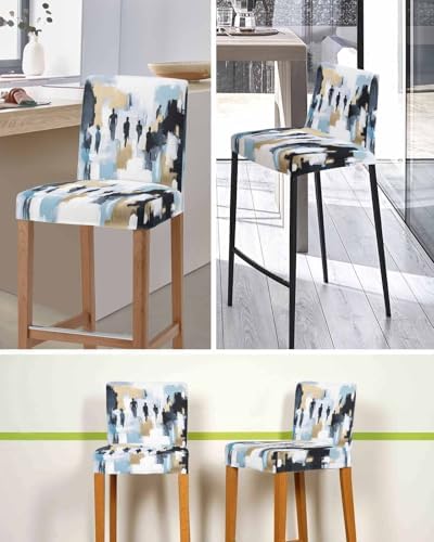 Modern Canvas Bar Stool Covers Set of 2 with Abstract Art Design