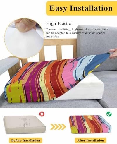 Kewadony 2 Pcs Modern Abstract Art Canvas Sofa Seat Covers Waterproof Washable