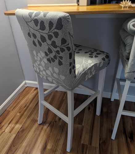 SearchI Bar Stool Covers Set of 4 - Grey Leaf