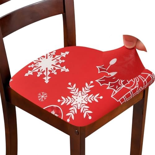 Christmas Dining Chair Seat Covers Set of 4 Stretch Washable
