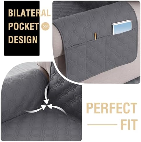 PrinceDeco Waterproof Sofa Slipcover with Elastic Straps Grey