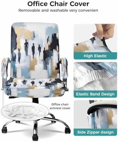 DecorLovee Modern Canvas Chair Cover with Zipper and Armrests