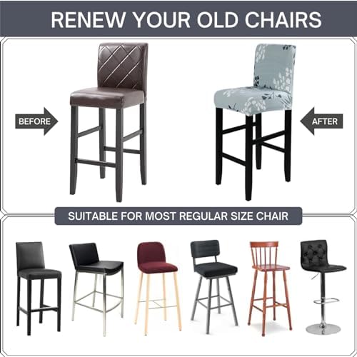 SearchI Bar Stool Covers Set of 4 - Grey Leaf