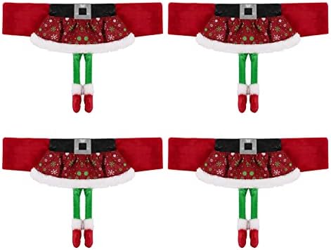 ANMINY 4PCS Christmas Chair Sashes Red Skirt