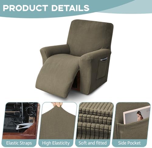Recliner Chair Cover for Lazy Boy Recliner Khaki 1 Piece