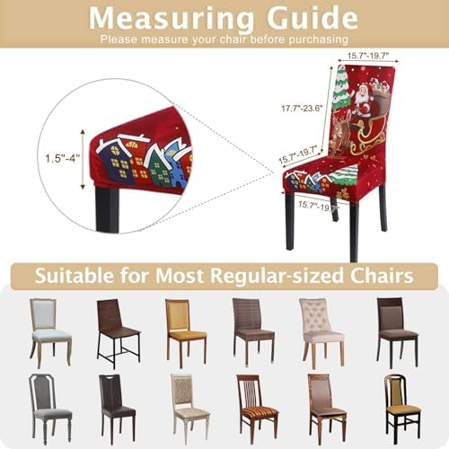 SearchI Christmas Chair Covers Set of 4 Stretchable Dining Chair Slipcovers