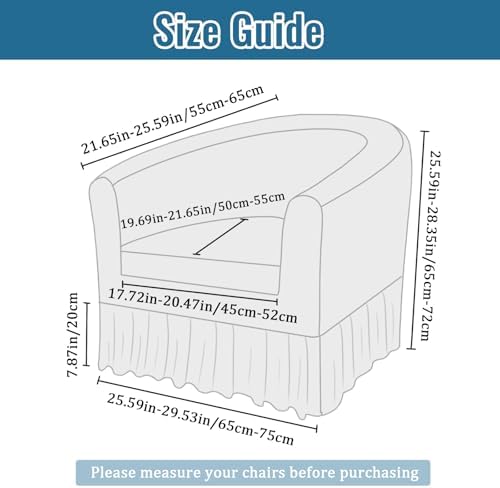 FUANGUI 2 Piece Club Chair Slipcover with Skirt Hem
