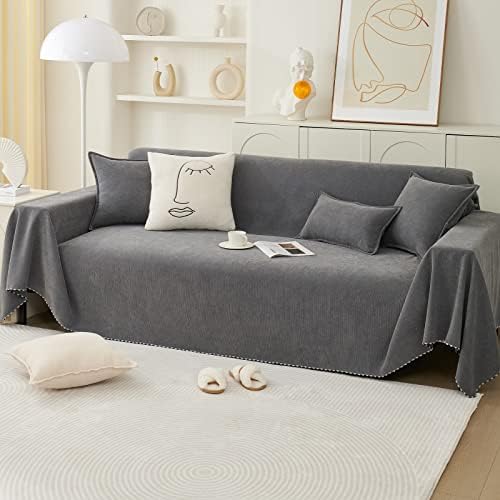 Reversible Sofa Blanket for 3 Cushion Couch Dark Grey 71 x 150