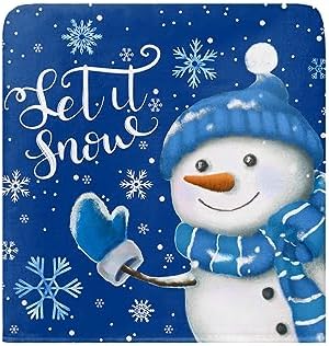 Blue Snowman Christmas Chair Covers Set of 4 for Dining Room 1