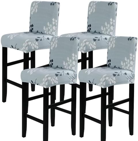 SearchI Bar Stool Covers Set of 4 - Grey Leaf