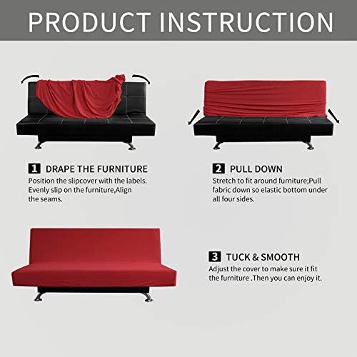 Easy-Going Stretch Futon Slipcover Large Red 1