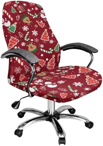 Talayituse Snowman Deer Candy Snowflake Print Chair Cover