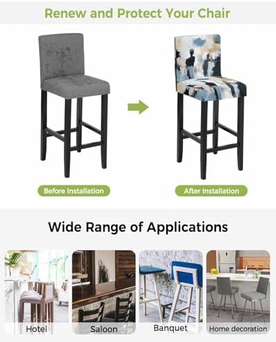 Abstract Oil Painting Bar Stool Covers Set of 4 Modern Canvas Art Slipcovers