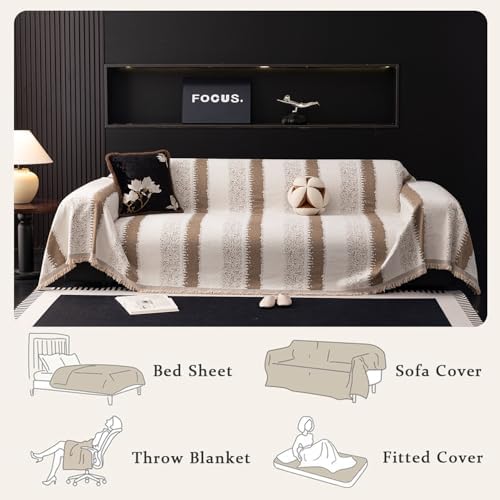 Ferdilan 3 Cushion Sofa Cover Protector Coffee Stripe 71x118