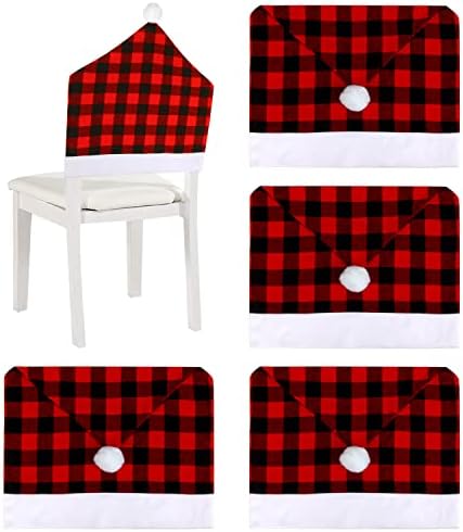 4PCS Christmas Buffalo Plaid Chair Covers