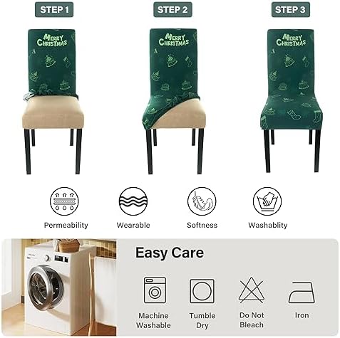 4PCS Christmas Dining Chair Covers with Snowflake Deer Pattern