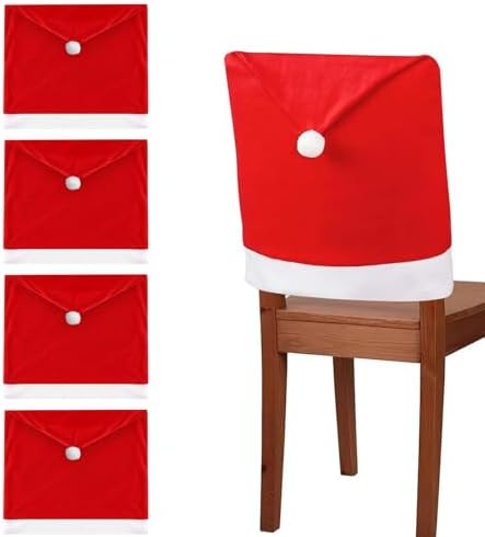 Red Santa Hat Dining Chair Covers Set of 4 1