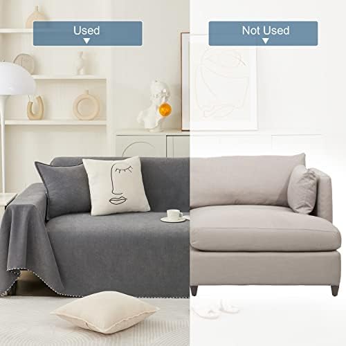 Reversible Sofa Blanket for 3 Cushion Couch Dark Grey 71 x 150
