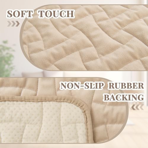 Velvet Sectional Sofa Covers 26x26 Inch Non-Slip Waterproof 2 Piece Beige