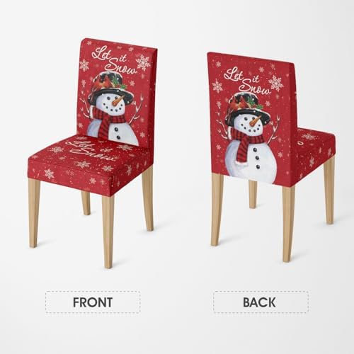 Horaldaily 6PCS Christmas Dining Chair Covers with Red Snowman Design 1