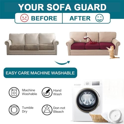 Turquoize Waterproof Sofa Cushion Covers - 3 Pack Seat Covers for Couch
