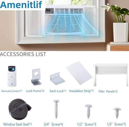 8000 BTU Window AC Unit with Remote WiFi 3 Fan Speeds