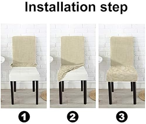 Rustic Texture Dining Chair Covers 4 Pack Natural Canvas Stretch Slipcovers