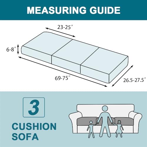 Turquoize Waterproof Sofa Cushion Covers - 3 Pack Seat Covers for Couch