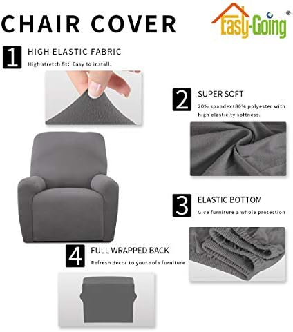 Easy-Going 4-Piece Microfiber Stretch Recliner Slipcover - Light Gray